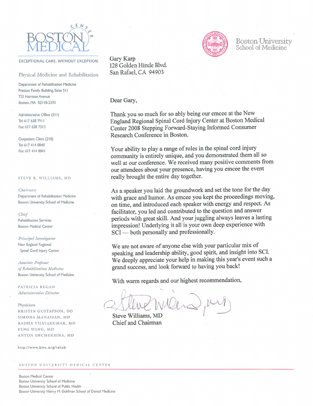 Boston Medical Center testimonial letter – click for text version