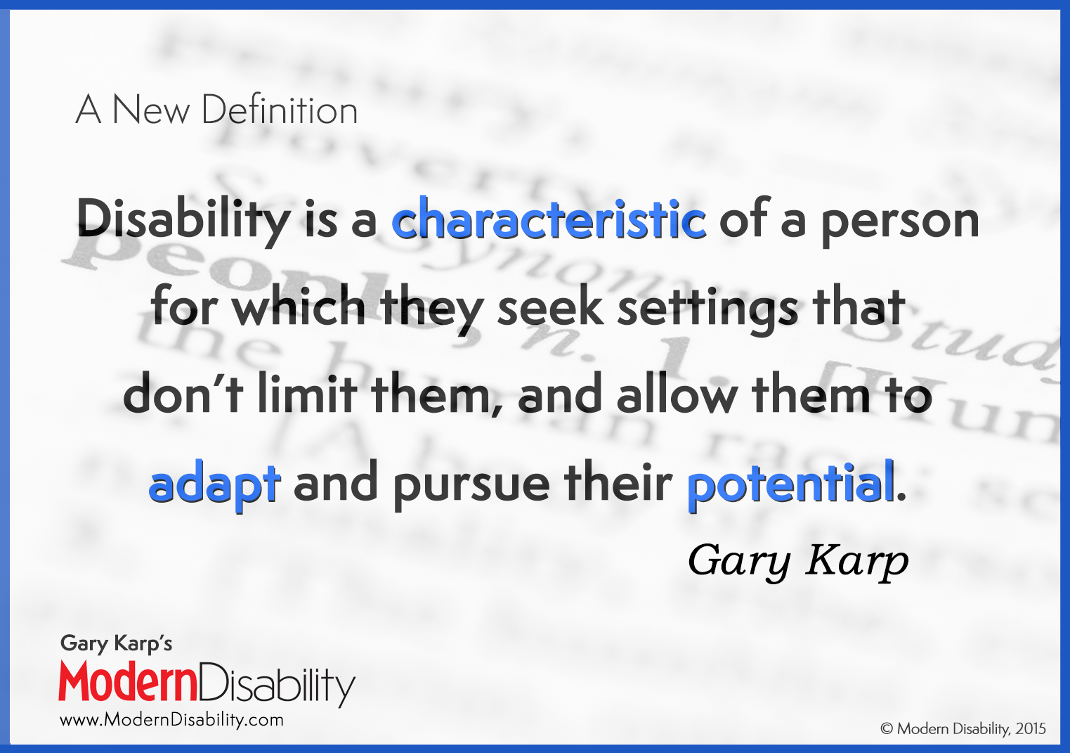 Disability Definition | garykarpspeaks.com